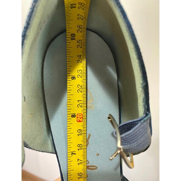 Vintage Rhea Nichols Suede Wedges Mary Jane Shoes Blue Rainbow Memphis - Picture 6 of 12